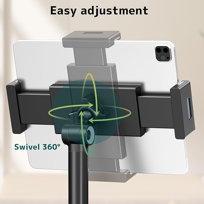 Tablet Stand for iPad, Phone Stand Holder with Heavy-Duty Base for Desk, Multi-Angle Adjustable Foldable Tablet Holder Compatible with 4.7-12.9 Devices - iPhone, Kindle, Galaxy Tab, Black