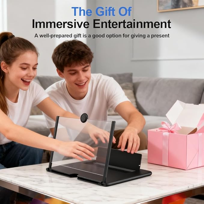 Mobile Phone Magnifier Screen, 3D HD Magnifying Projector Screen Enlarger for Movies Videos and Gaming, Foldable Phone Stand with Screen Amplifier, Compatible with All Smartphones (Red, 10inch)