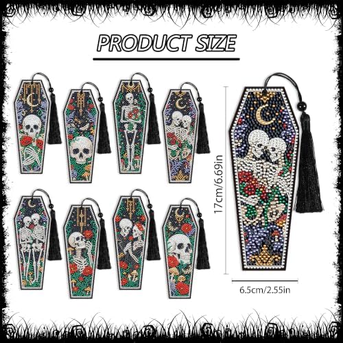 8 Pcs Gothic Diamond Art Bookmark, DIY 5D Kits with Tassels - Image 3