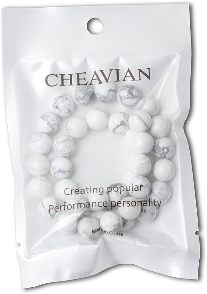 10mm 35PCS Natural White Howlite Gemstone Round Loose Stone Beads for Jewelry Making DIY Crafts Design 1 Strand 15"
