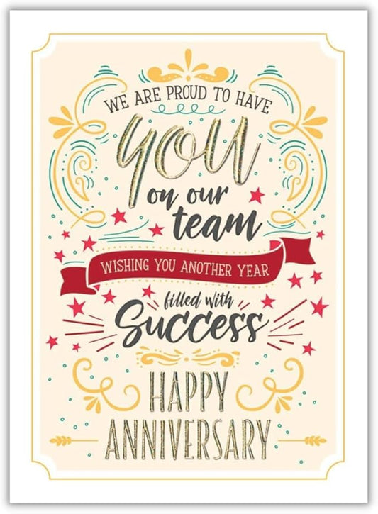 25 Employee Anniversary Cards - Modern Typographic Design - 26 White Envelopes - FSC Mix