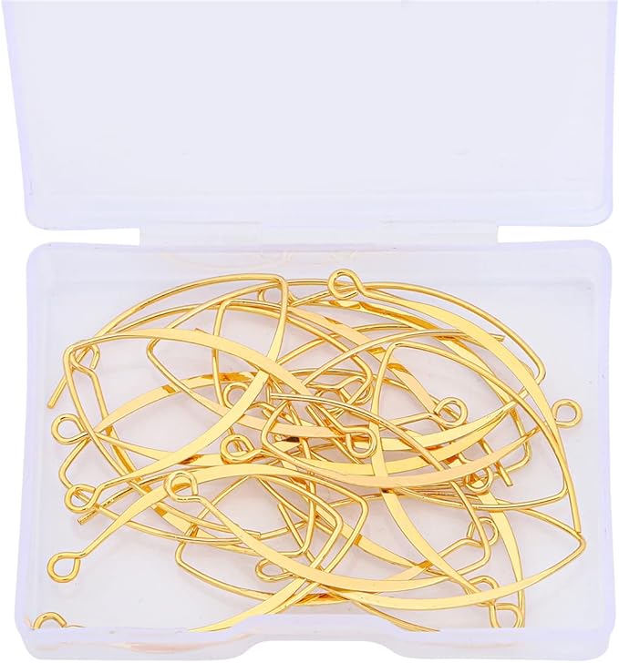 18K Gold Plated Earring Hooks U Shape 15x38mm 20pcs for Jewelry Making Findings