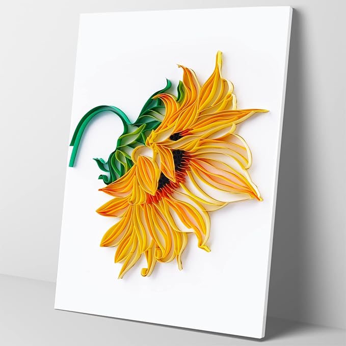 Uniquilling Quilling Kit Paper Quilling Kit for Adults Beginner, Handmade DIY Craft Quilling Paper Filigree Painting Kit Tools, Home Room Wall Art Decor Perfect Gifts, 8 * 10-inch Sunflower (Basic)