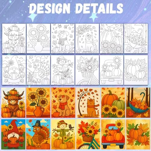 12PCS 8x10IN Pre Drawn Canvas to Paint for Adults Fall Paint Party Supplies - Image 2