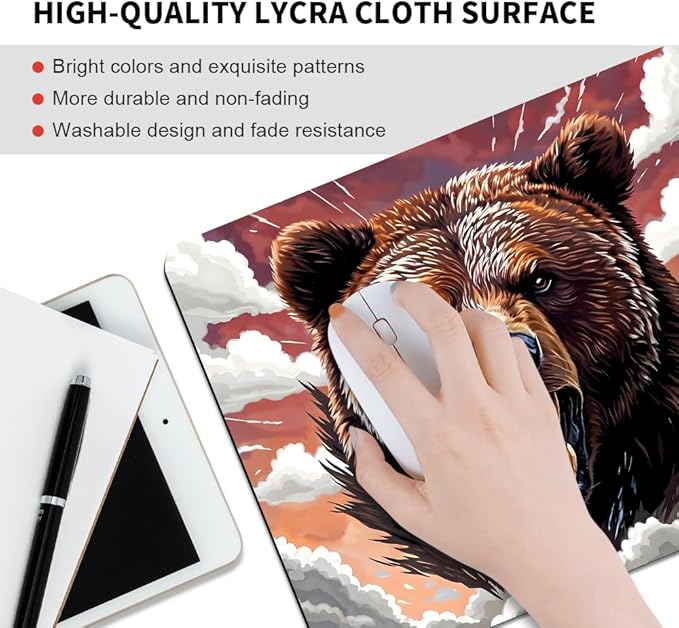 Brown Bear Texture Mouse pad, Square Waterproof and Anti Slip Mouse pad for Office laptops
