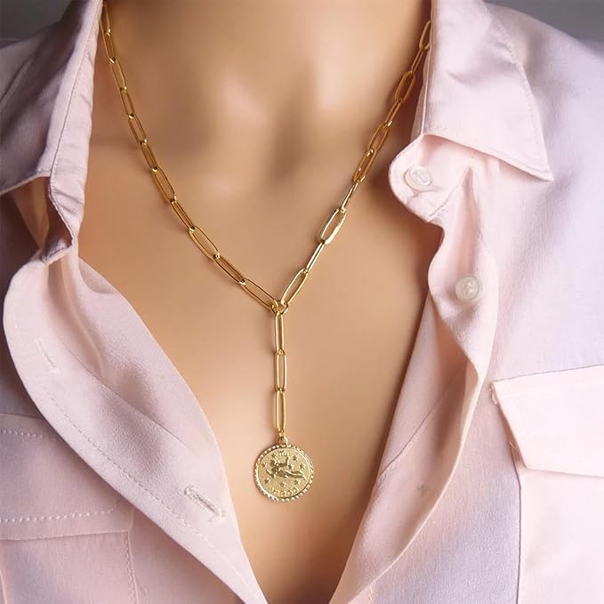 16.4Ft Paperclip Chains Rolls, Charm Necklace Chain 3.2mm Width，18K Gold Necklace Chain for Jewelry Making，Plated Charm Bracelet Making kit with 10 Lobster Clasps and 60 Jump Rings (Gold Combination)