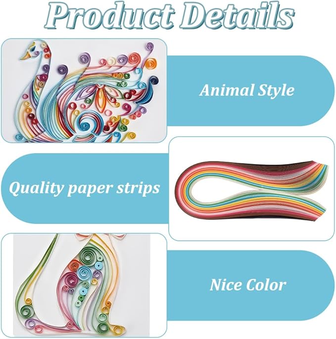 WEBEEDY 20 Sets Paper Quilling Kits for Beginners DIY Lovely Animal Quilling Card Making Kits with 36 Colors Strips, 20 Cards, Paper Quilling Tools and Supplies Home Room Wall Art Decor Creative Gift