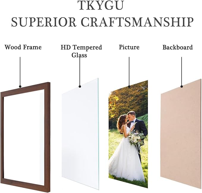 5x7 Picture Frames Brown Woodgrain,Made of Real Glass for 5x7 Rustic Natural Wood Frames Set of 3, Poster/Art Frames,Wall Tabletop Display Gallery Family Memorial Pic Frame Gift