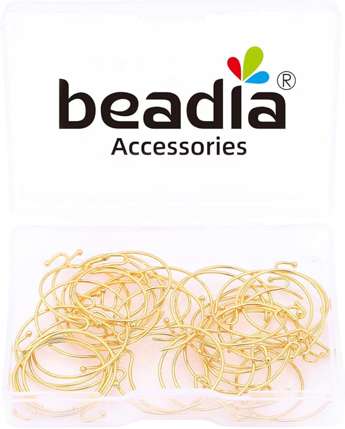 18K Gold Plated Earring Hooks Round 20mm 40pcs for Jewelry Making Findings