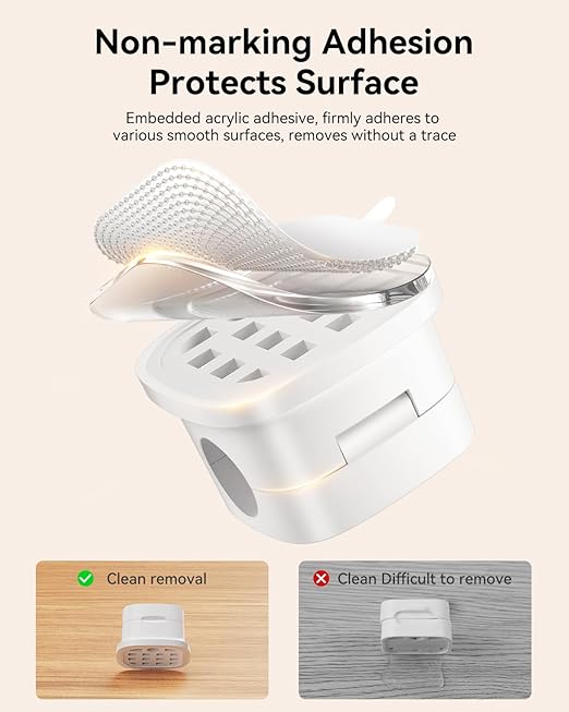 6-Pack Magnetic Cable Clips Cord Organizer-Cable Smooth Adjustable, Rocoren Desk Cable Management Accessories,Cable Holder Clips Wire Holder Keeper for Desktop,Nightstand,Home Office,Workspace,Phone