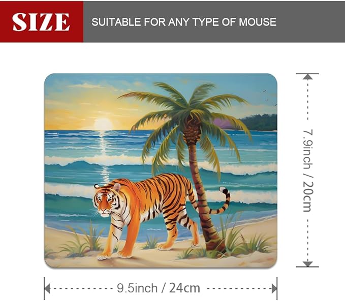 Tiger by The Seaside Texture Mouse pad, Square Waterproof and Anti Slip Mouse pad for Office laptops