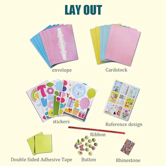 Card Making Kit DIY Handmade Greeting Card Kit for Kids Girl boy, Thank You Card Mother's Day Card Valentine's Card Easter Birthday Christmas Card Art Craft Supplies Set for 3 Years Old and up