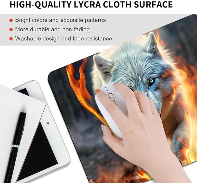 Luminous Wolf Texture Mouse pad, Square Waterproof and Anti Slip Mouse pad for Office laptops