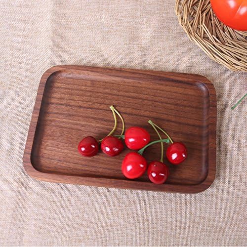 6 Pack Solid Wood Serving Platters and Trays of Natural Wood with Edge,Rectangular Avoid Sliding and Spilling Food - Image 2