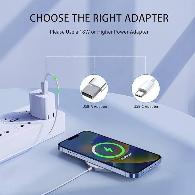 for MagSafe Charger 15W Magnetic Wireless Charging Pad for iPhone 17 16 15 14 13 12 Air Pro Max Plus mini/AirPods 2 3 Pro, Slim Portable Strong Magnet Quick Charger, USB-C/A Ports, Silver