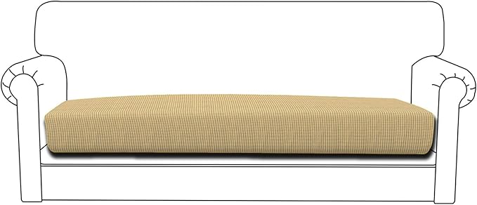 Easy-Going Stretch Cushion Cover Sofa Cushion Furniture Protector Sofa Seat Sofa slipcover Sofa Cover Soft Flexibility with Elastic Bottom(Oversized Sofa Cushion, Beige)