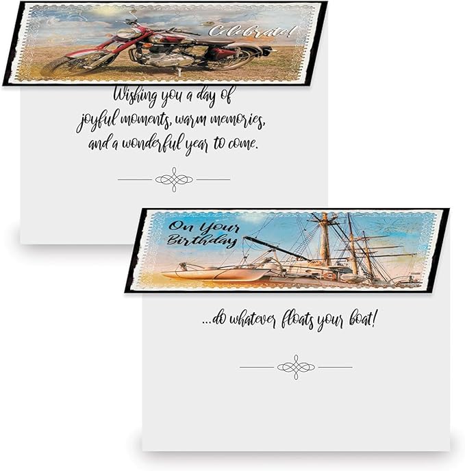 Current Vintage Transport Birthday Greeting Cards - Set of 20 (2 each of 10 Designs), 5 x 7 Inches, Sentiments Inside, Envelopes Included, Assortment Set
