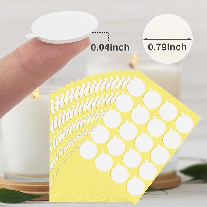 1200PCS Candle Wicks for Candle Making, Candle Wick Stickers, Heat Resistance Double-Sided Stickers with The Little ”Tail “, Stickers for Candle Making (Pack of 2)