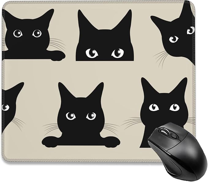 Mouse Pad, Cute Funny Black Cats Mouse Pads for Desk,Waterproof Anti-Slip Rubber Gaming Mouse pad with Stitched Edges for Gaming Office Laptop Computer Men Women