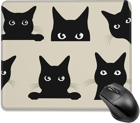 Mouse Pad, Cute Funny Black Cats Mouse Pads for Desk,Waterproof Anti-Slip Rubber Gaming Mouse pad with Stitched Edges for Gaming Office Laptop Computer Men Women