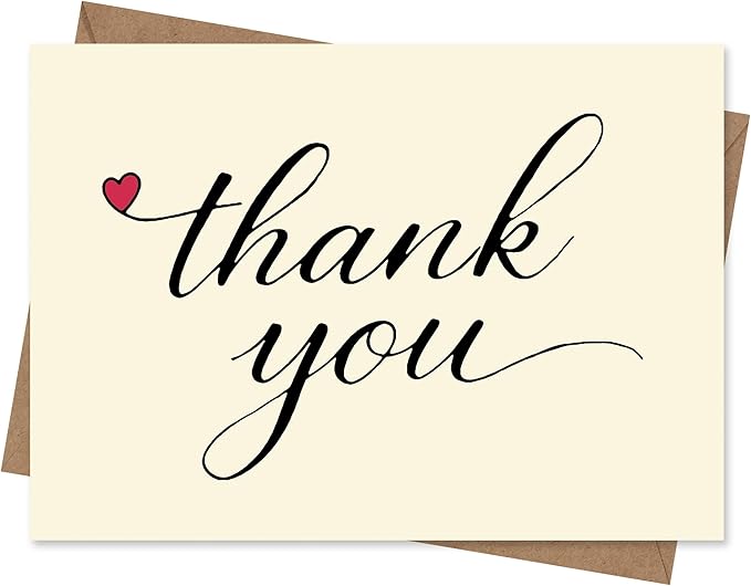 Cheerin 24 Pack White Thank You Cards With Envelopes Set - Elegant Thank You Notes for Wedding, Birthday and Business - Bulk Appreciation Cards 3x5 inch