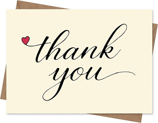 Cheerin 24 Pack White Thank You Cards With Envelopes Set - Elegant Thank You Notes for Wedding, Birthday and Business - Bulk Appreciation Cards 3x5 inch
