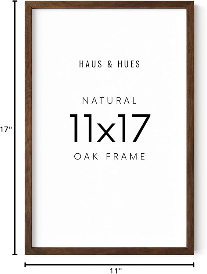 HAUS AND HUES 11x17 Walnut Oak Frame - Wooden Poster Display, Rustic Wall Mount (Standalone, Set of 1)