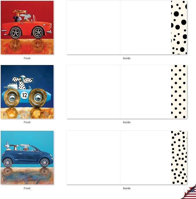 The Best Card Company - 10 Blank Dog Cards Assorted (4 x 5.12 Inch) - Adorable Boxed Animal Note Cards for All Occasions - See Spot Drive MQ4977OCB-B1x10