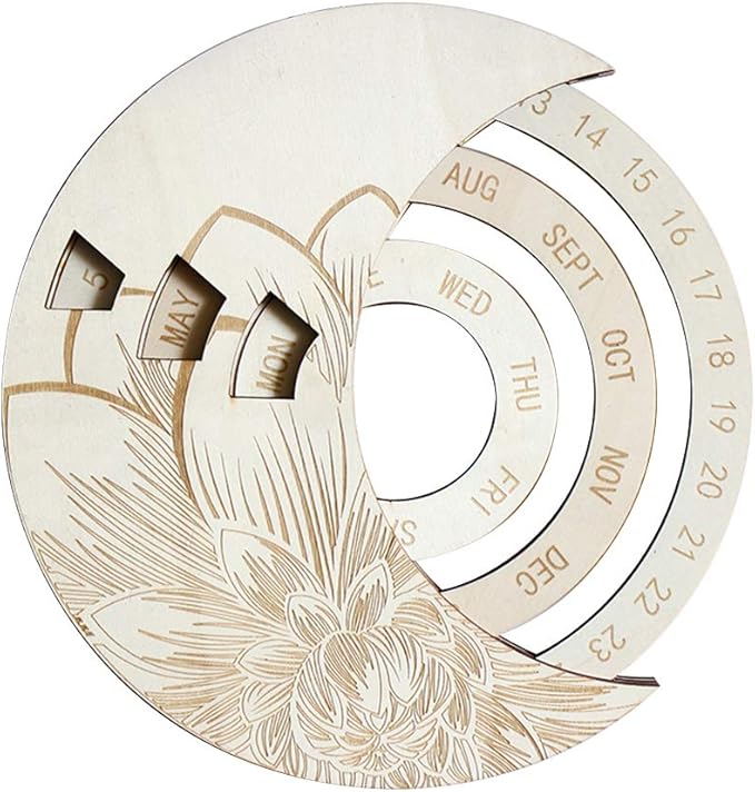 GOTOTOP 5 pcs Moon Phase Mirror, Wooden Frame Acrylic Mirror Wall Decor for Home, with Adjustable Moon Orientation for Bohemian Room Decor (02)