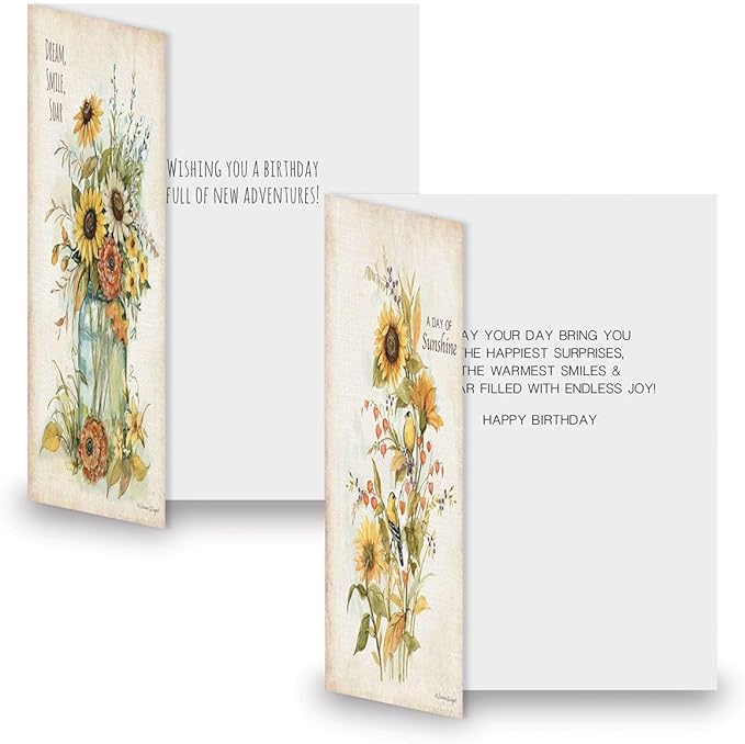 Current Autumn Sunflower Greeting Cards- Set of 18 Large 5 x 7-Inch Folded Cards, Holiday Card Value Pack, Envelopes Included