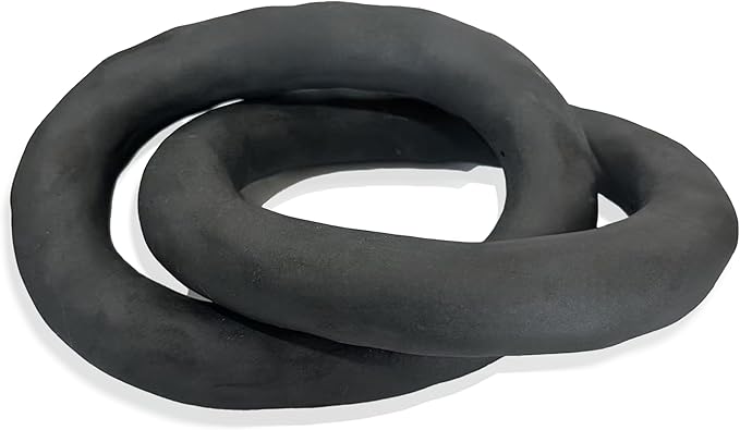UPWOIGH Black Knot Inspired Modern Ceramic Decor,Large Minimalist Sculptures Coffee Table Decor, Big Boho Ceramic Link Chain Decorative,Statues Home Décor for Living Room,1Pack Gift