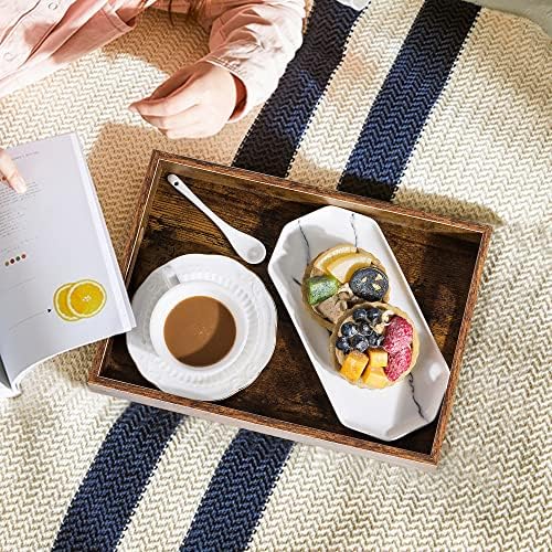 Hanobe Decorative Coffee Table Tray, Ottoman Serving Topper with Handles - Image 3