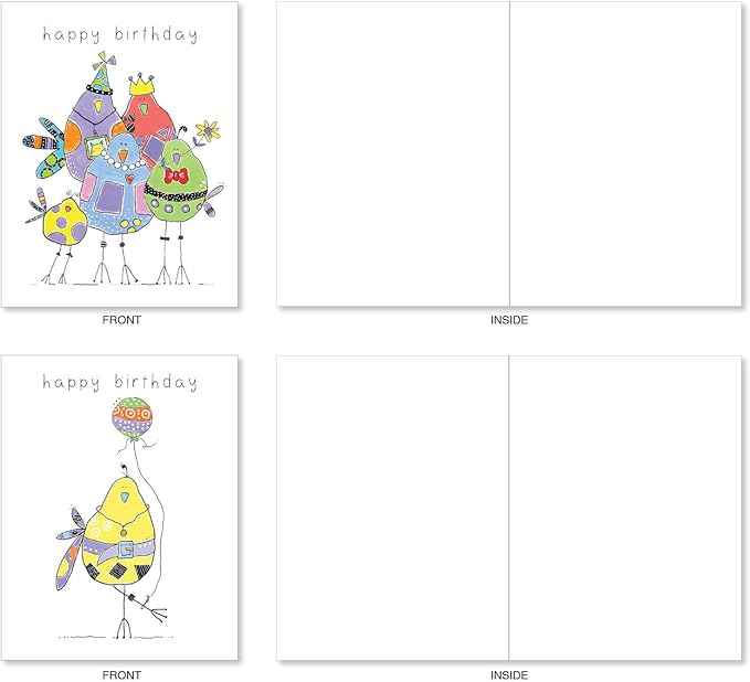 The Best Card Company - 20 Mixed Occasion Note Cards (4 x 5.12 Inch) - Assorted Boxed Cards for Multiple Occasions (10 Designs, 2 Each) - Wordy Birdies AM3176XXB-B2x10
