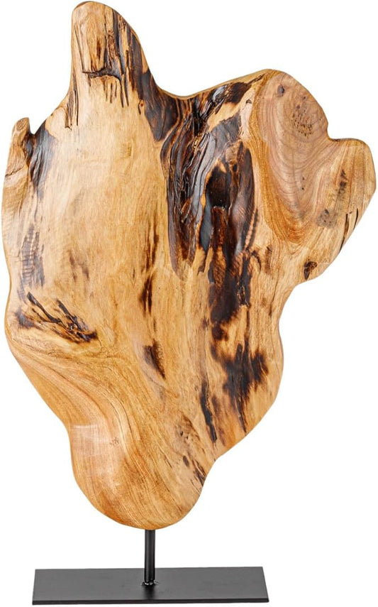 THY COLLECTIBLES Irregular Handcarved Root Wood Sculpture, Wood Tabletop Abstract Standing Sculpture for Home Decor Natural Edge Tabletop Statue (Large)