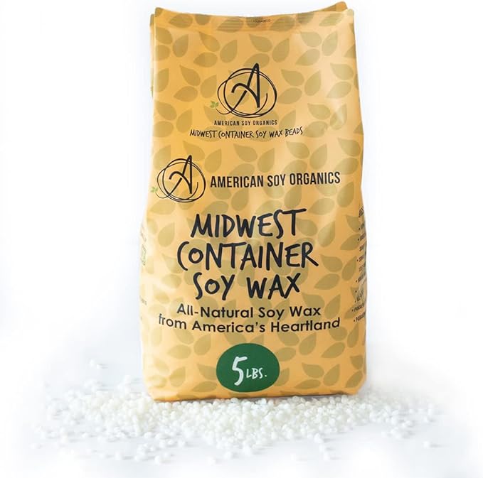 American Soy Organics 100% Midwest Soy Wax Beads for Candle Making - Natural Candle Making Supplies - Paraffin-Free, Beeswax-Free Candle Wax for Container Candles, Tealights and Wax Melts, 5 lbs