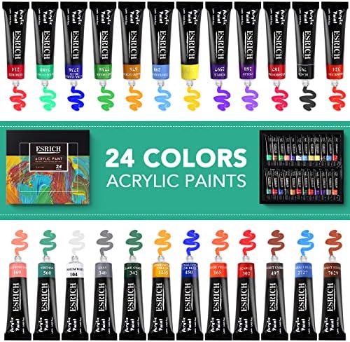 ESRICH Acrylic Paint Set with 24 Colors, Art Painting Supplies Kit - Image 4