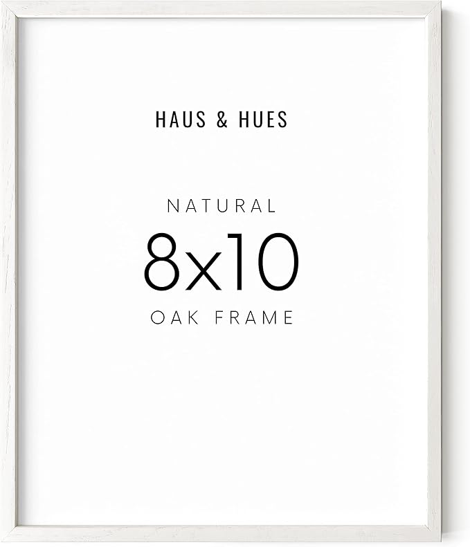 HAUS AND HUES White Oak Wood 8x10 Picture Frame - Contemporary Frame with Easel Back and Wall Mount