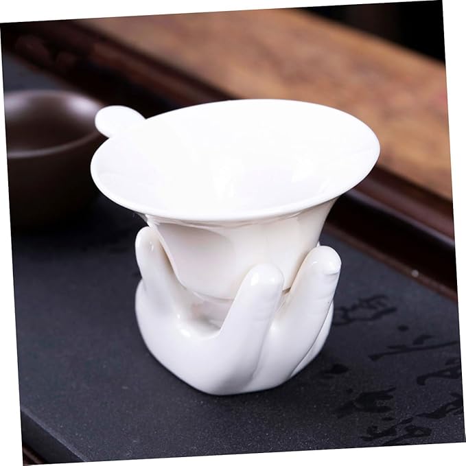 2 Sets Ceramic Tea Strainer with Ergonomic Handle White Tea Infuser and Creative Design