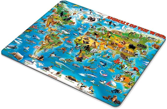 Square Mouse Pad World Animals,Gaming Mouse Pads for Desk,Soft Computer Waterproof Non-Slip Mouse Mat