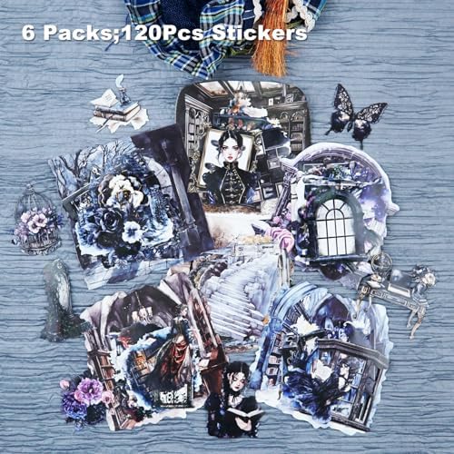 Gothic Manor Sticker Set, 120PCS Vintage Ephemera for Scrapbooking, Journaling, DIY Crafts and Planner Supplies - Image 2