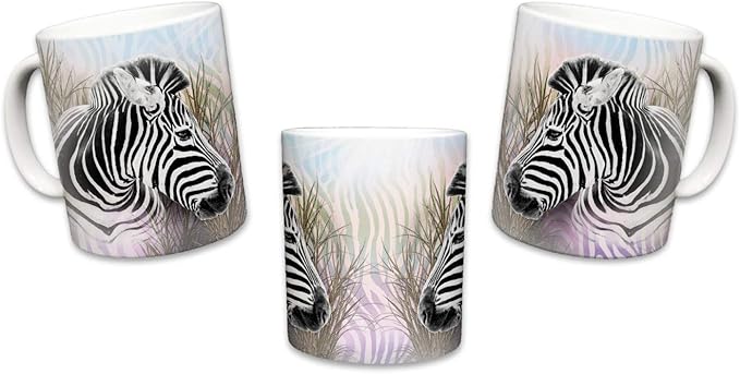 Zebra Mug | Cute Animal Ceramic Travel Mugs | Coffee Lovers Cup | Zebras Design | Great Novelty Gift | Decorative Home Kitchen Drinkwear | Multi Color | 11 Fl. Oz