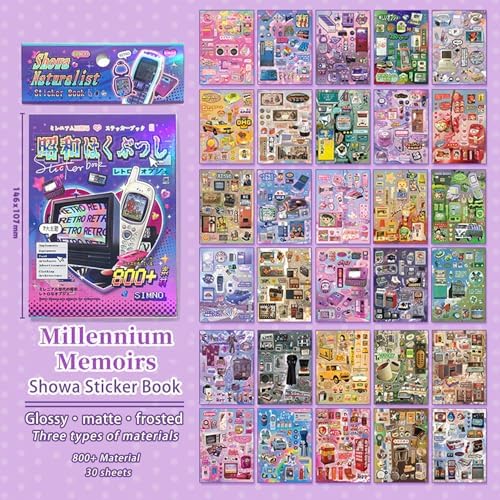 800+ Japanese Sticker Book - Vintage Aesthetic Stickers for Journaling, Scrapbooking | Glossy, Matte, Frosted Textures | Adult Craft Gift-Prayer Board Supplies-Vision Board Supplies - Image 4
