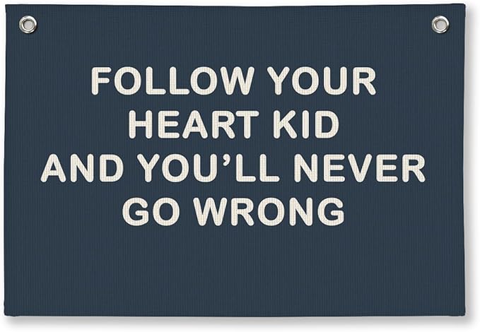 Boy Nursery Decor, Inspirational Wall Decor Hanging Linen Banner, Navy Blue Motivational Wall Flag for Kids Boys Room Playroom Nursery Decor, 20x30 Inch