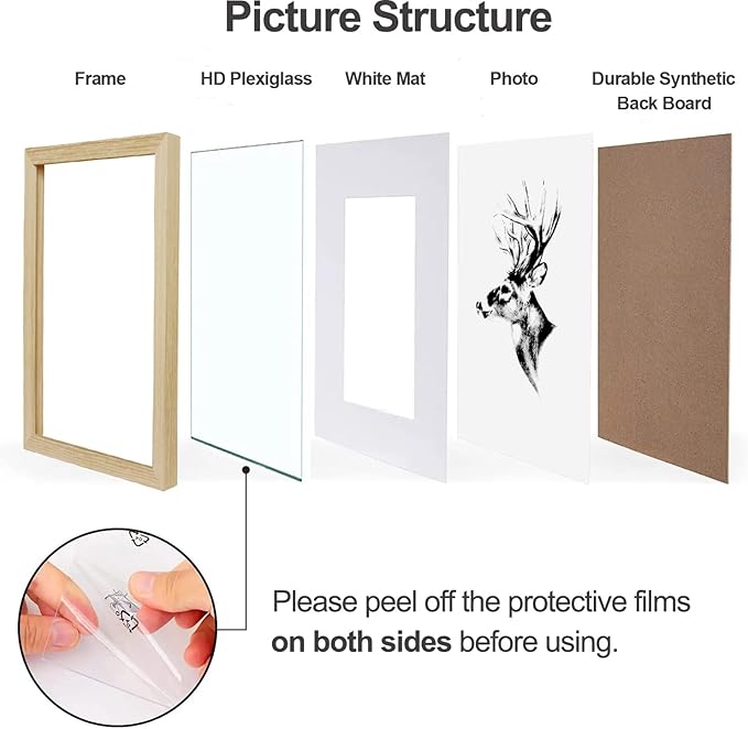 Yaetm 20x24 Picture Frame with Mat for 16x20 Set of 4, Natural Solid Oak Wood Frame for Wall Gallery, Photos, Posters & Art Prints, Horizontal and Vertical Wall Mount (4 pack, Oak)