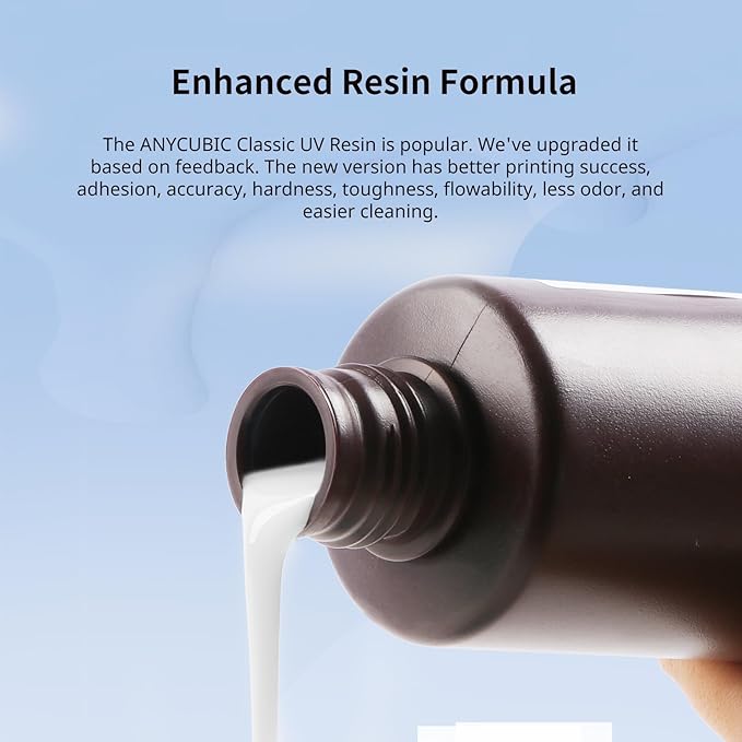 ANYCUBIC Standard 3D Printer Resin Plus, 405nm SLA Fast UV-Curing Resin, High Precision & Rapid Photopolymer for 8K/14K/16K Capable LCD/DLP/SLA 3D Printing(4Packs*1kg Grey, 4kg in Total)