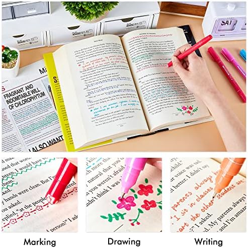 12 Colors Curve Highlighter Pens Set, 10 Different Shapes Dual Tip Markers, Cool Pens for Journal Planner Scrapbook Office Supplies - Image 6