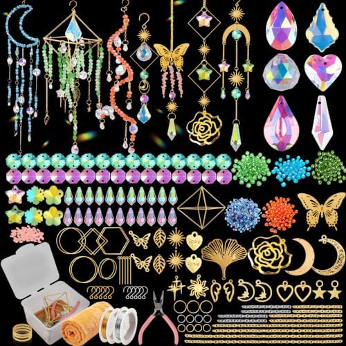 730PCS DIY Suncatcher Kit for Adults – 3D Spiral Suncatcher with Colorful AB Beads & Pendants, Rainbow Maker for Window Hanging Indoor/Outdoor Home Decor by Ecoofor