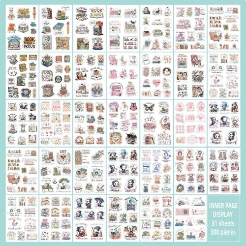300+ PCS Book Stickers Pack for Kindle Water Bottle Laptop - Waterproof Vinyl Scrapbook Journaling Supplies Cute Bookish Stickers Gift Book Lovers Booktok Accessories (Book Stickers) - Image 3