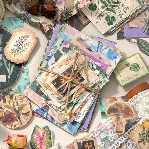 400PCS Vintage Scrapbook Paper Journaling Scrapbooking Supplies Kit Retro Decorative Craft Paper Assorted for Bullet Junk Journals Card Making Craft DIY, Vintage Nature - Image 5