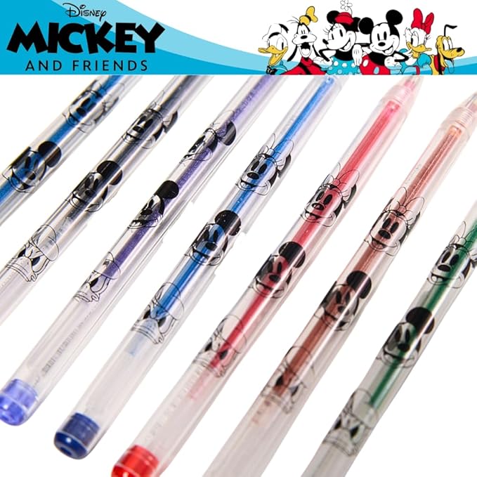 Disney Mickey and Friends Gel Pens Set for Kids, 24 Pack with Glitter Gel Pens, Cute Pens for Boys and Girls – Mickey Mouse, Minnie Mouse, & Donald Duck